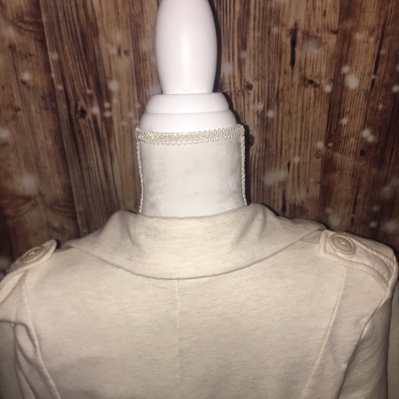 🍀Lucky Brand 🍀Cream Large Pea Coat 100% Cotton - Picture 7 of 8